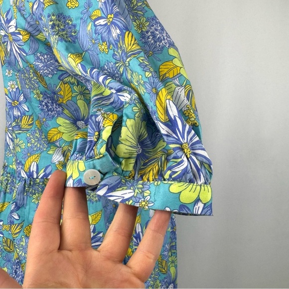 Modcloth Sz S High Tea High Time Midi Dress Cottagecore Boho Sea Blue Floral NEW - Picture 5 of 13